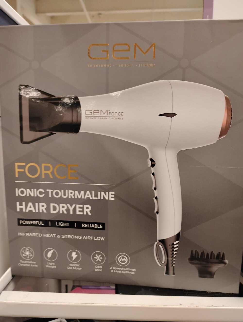 New Force White Ionic Tourmaline Hair Dryer for Men